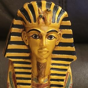 Vintage Candle Holder Bust of Egyptian King Tutankhamun 4.5"